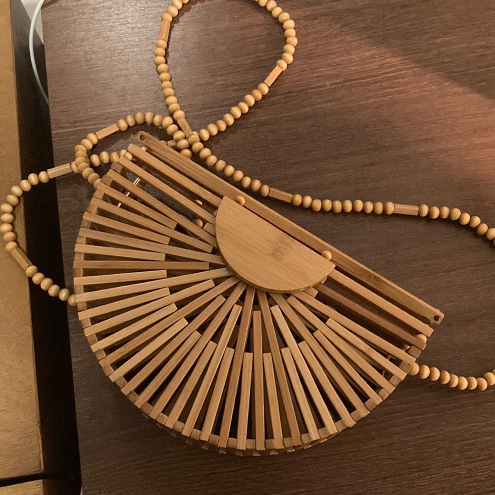 Wooden cross body bag